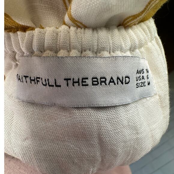 NEW! Revolve x Faithful The Brand 6 Francesca Midi Dress 100% LINEN Dark Yellow - Picture 7 of 8